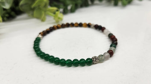 ABUNDANCE - Green Jade, Yellow Tiger Eye and Bloodstone 4MM Bracelet