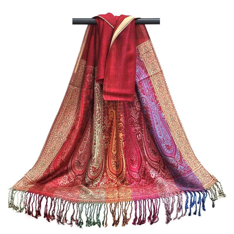 6 Pack Pashmina Paisley Section Rainbow Shawl Wraps Assorted | WILD FLIER GIFTS AND APPAREL