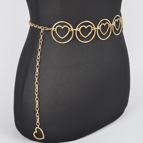 Heart Shape And O Ring Metal Chain Belt PB8612: GD | WILD FLIER GIFTS AND APPAREL
