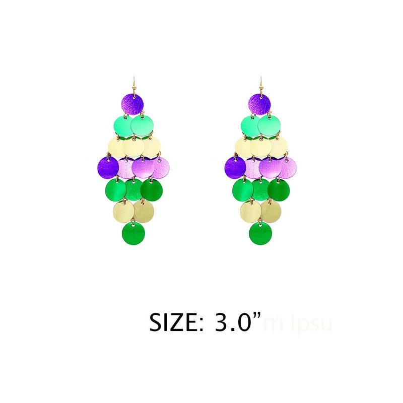 MARDIGRAS THEME SEQUINS CHANDELIER HOOK EARRING: MARDIGRAS / ONE(6) | WILD FLIER GIFTS AND APPAREL