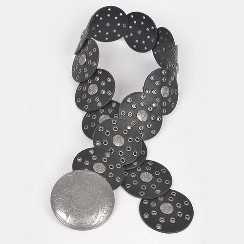 Faux Leather Multi Eyelet Round Western Belts