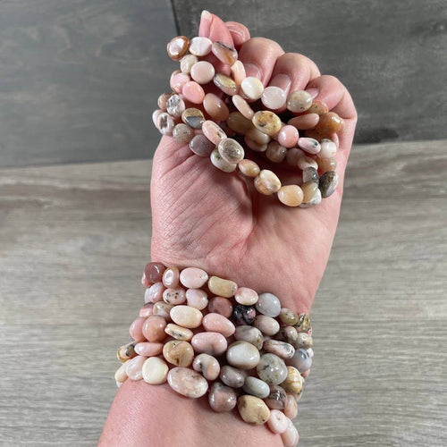 Gemstone Nugget Bracelet – Bulk Crystal Jewelry for Retailer: Pink Opal (med nugget) | WILD FLIER GIFTS AND APPAREL