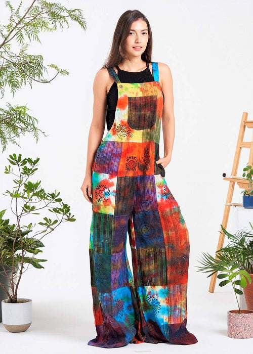 Multi-patch Tie-Dye Jumpsuit (KT-1394): Free Size | WILD FLIER GIFTS AND APPAREL