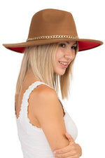 Mocha Gold Chain Decor Red Bottom Rancher Felt Hat