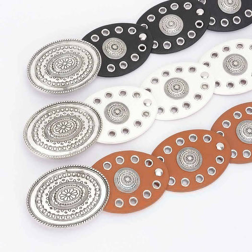 Faux Leather Oval Shape Vintage Belt: CM | WILD FLIER GIFTS AND APPAREL