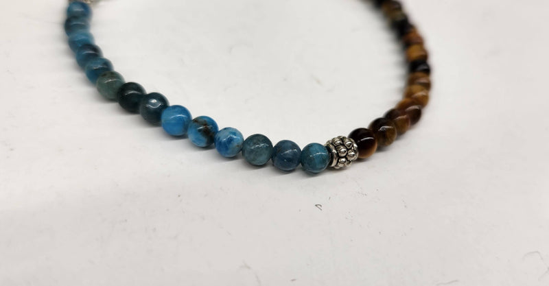 WEIGHT LOSS-Blue Apatite/Tiger Eye/Clear Qrtz Bracelet 4MM