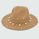 Pearl Beaded Fedora Sun Hat