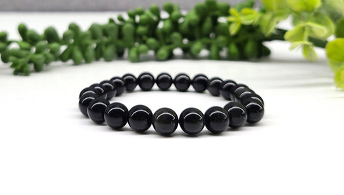 Black Tourmaline Bracelet Stretchable 8mm Beads, 7.5 inches | WILD FLIER GIFTS AND APPAREL