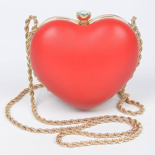 Heart Frame Chain Mini Crossbody Bag: Red | WILD FLIER GIFTS AND APPAREL