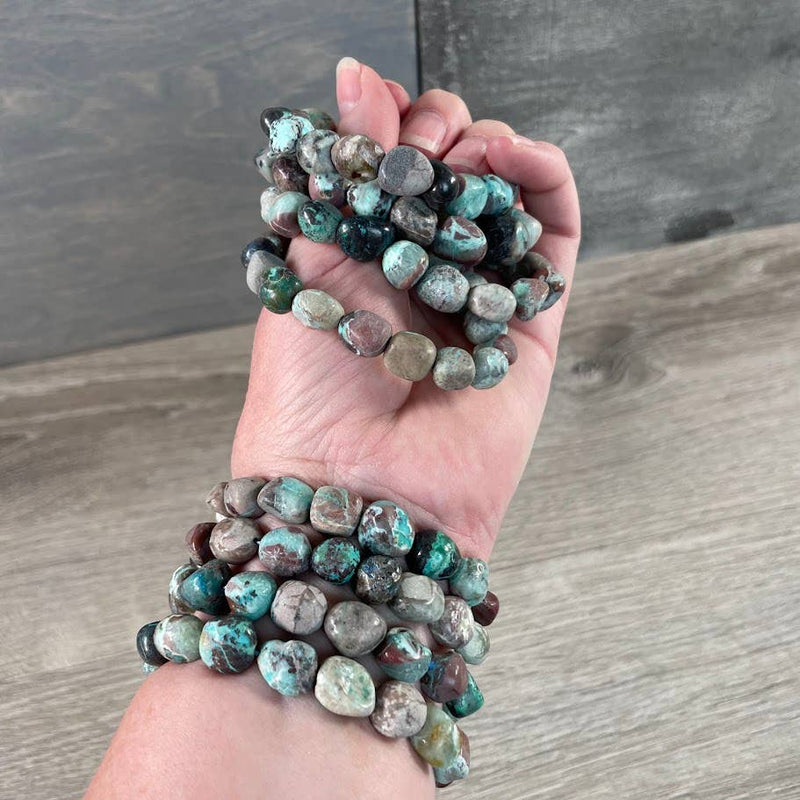 Chrysocolla Gemstone Nugget Bracelets