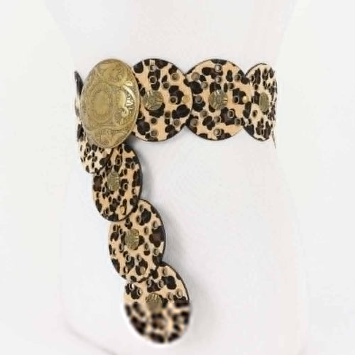 Faux animal Fur Disc Belt: LEO | WILD FLIER GIFTS AND APPAREL