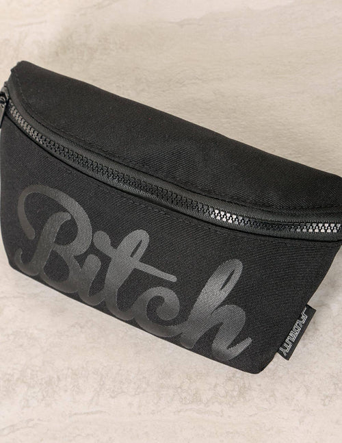 83024: Fanny Pack | Slim | WERDS Bitch Black & Black | WILD FLIER GIFTS AND APPAREL