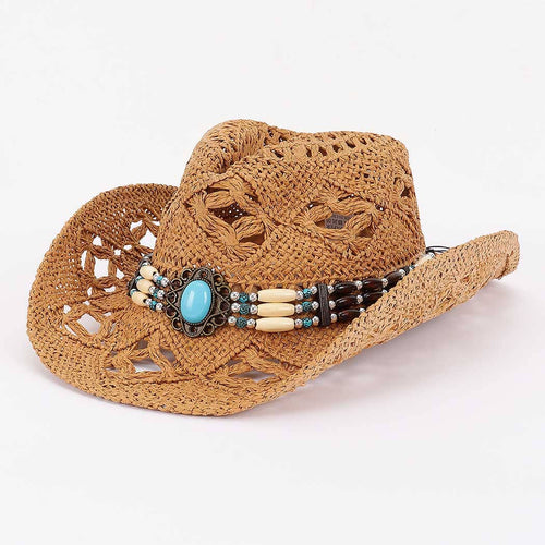 Faux Straw Cowboy Hat: KH | WILD FLIER GIFTS AND APPAREL