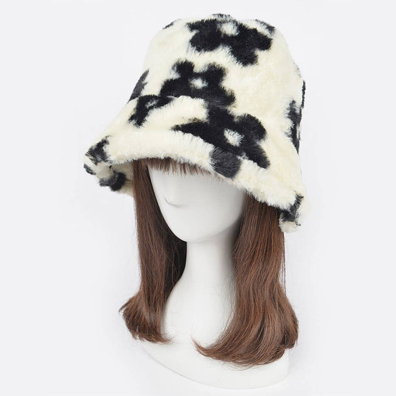 Faux Fur Printed Bucket Hat: WT | WILD FLIER GIFTS AND APPAREL