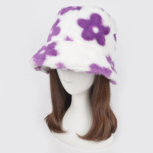 Faux Fur Printed Bucket Hat: WT | WILD FLIER GIFTS AND APPAREL