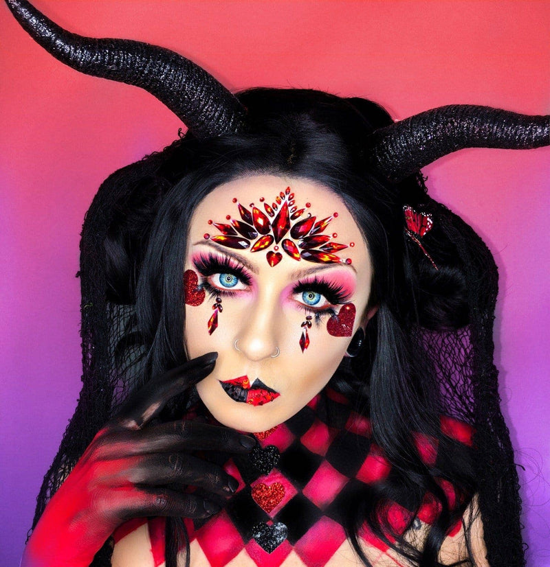 Demonica Red Crystal Face Jewels: Red / O/S | WILD FLIER GIFTS AND APPAREL