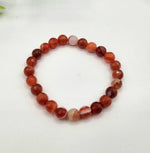 Banded Carnelian Faceted 8mm  Gemstone Bracelet-7.5" Long