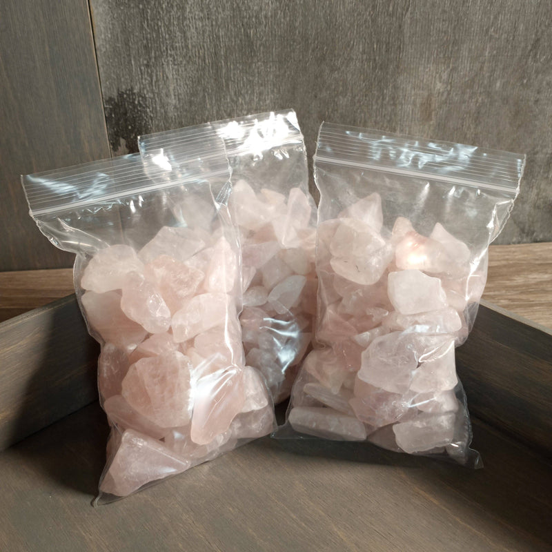Rose Quartz Tumbled Stones Semi Polished 1 Pound: Medium approx. 45 pieces | WILD FLIER GIFTS AND APPAREL