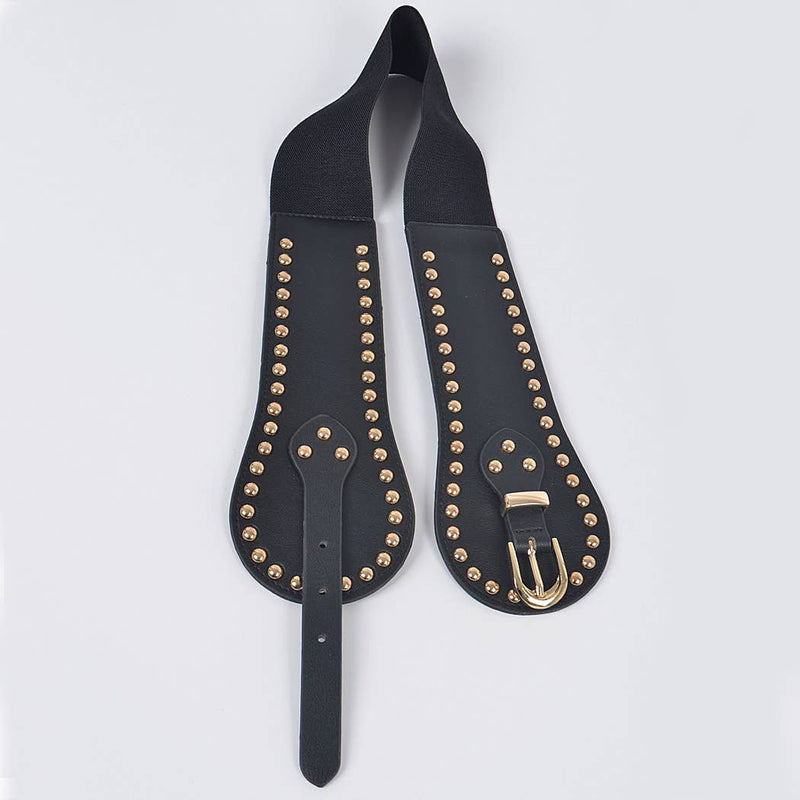 Studded Wide Stretch Belt: Black Silver | WILD FLIER GIFTS AND APPAREL