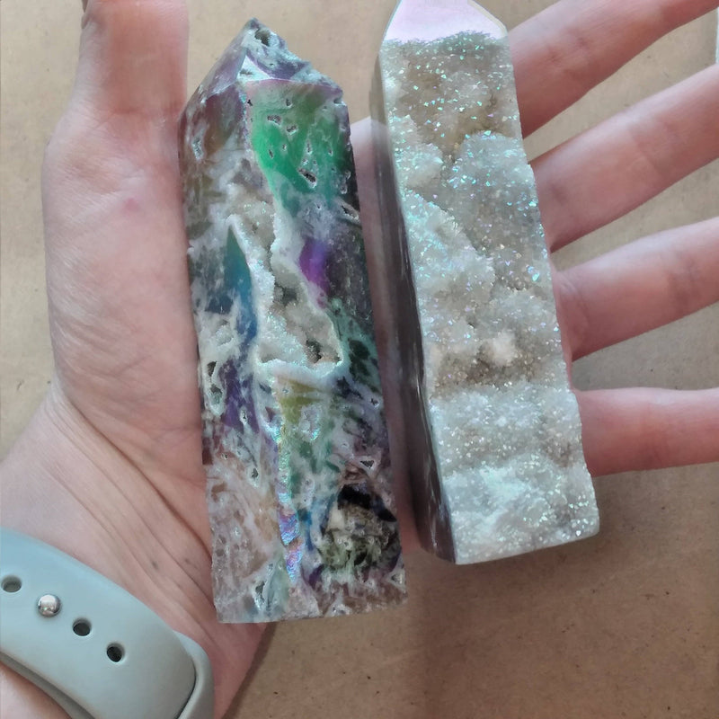 Angel Aura Druzy Sphalerite Obelisk Tower –  Crystal Decor: 3-4 oz | WILD FLIER GIFTS AND APPAREL