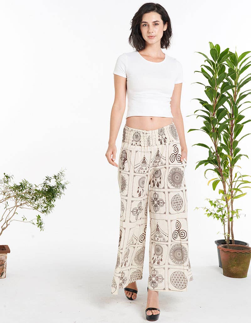 Chakras & Dreamcatcher Print Cotton Pants | WILD FLIER GIFTS AND APPAREL