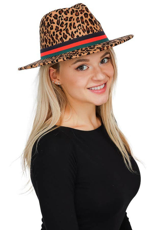 Leopard Standard Brim Boho Chic Rancher Felt Hat