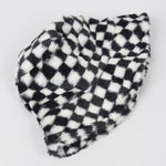 Plaid Fur Bucket Hat: Black White | WILD FLIER GIFTS AND APPAREL