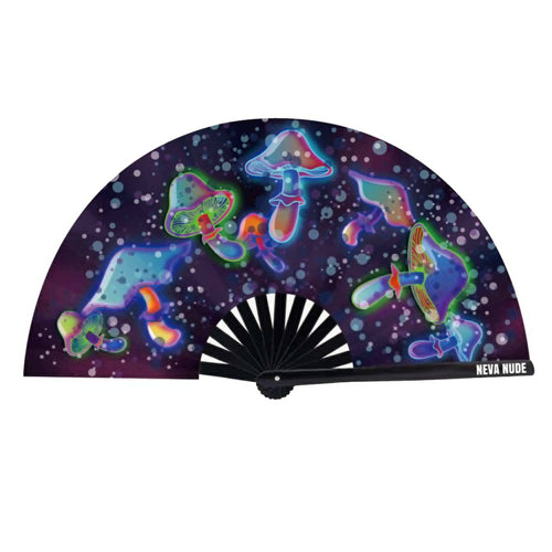 Zoomy Shroomy Mushroom Blacklight Folding Fan: Neon / O/S | WILD FLIER GIFTS AND APPAREL