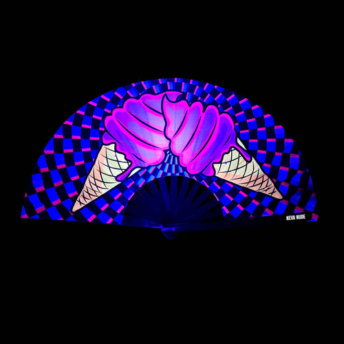 Ice Cream You Scream Super Blacklight Reactive Folding Fan: MULTI / O/S | WILD FLIER GIFTS AND APPAREL