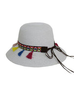 Colorful Tassel Decorative Sun Hat: White