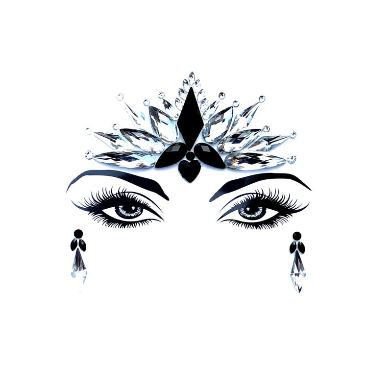 Nakia Iridescent & Black Crystal Face Jewels: IRI/BLK / O/S | WILD FLIER GIFTS AND APPAREL