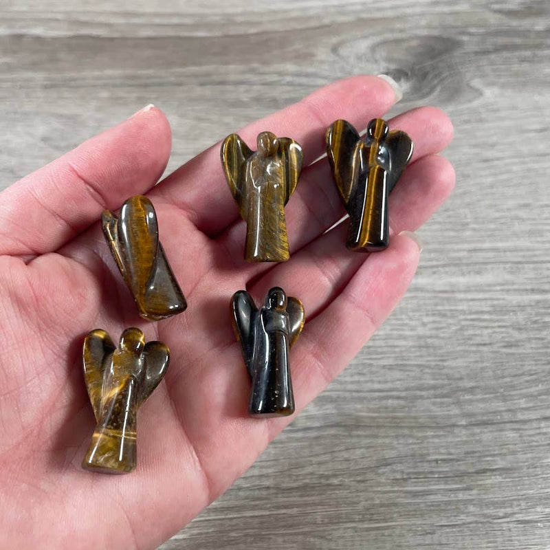 Gemstone Angel Figurines 1-Inch : Tiger’s Eye