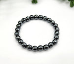 Hematite Faceted 8mm Gemstone Bracelet Stretchable-7.5"L