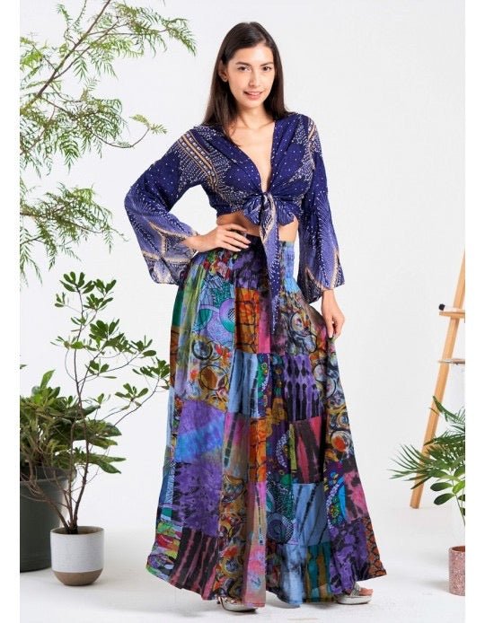 Esmeralda Mixed Patchwork Maxi Skirt | WILD FLIER GIFTS AND APPAREL