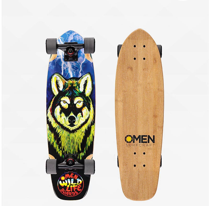 Omen Bolt Wolf Mini Cruiser Complete Skateboard 8.5”x29”