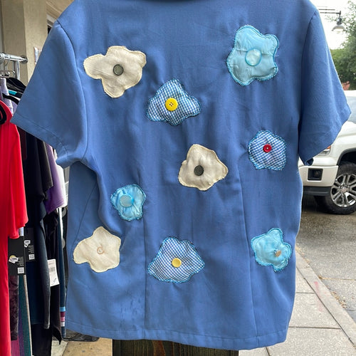 Red By Design #136 Button Flowers Blooming Blue Button Up - WILD FLIER GIFTS AND APPAREL