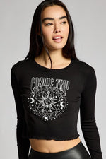 Organic Generation “Cosmic Trip Stay Magical” Cropped Long Sleeve Baby Tee