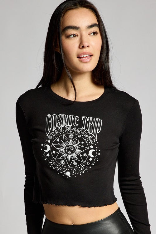 Organic Generation “Cosmic Trip Stay Magical” Cropped Long Sleeve Baby Tee - WILD FLIER GIFTS AND APPAREL