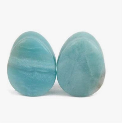 Amazonite Ear Gauge Plugs - WILD FLIER GIFTS AND APPAREL
