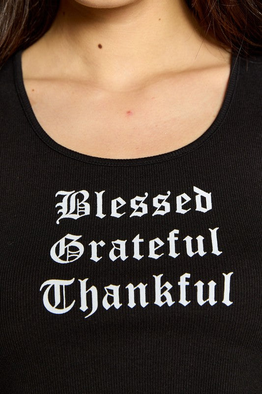 Organic Generation “Blessed Grateful Thankful” Rib Crop Baby Tank