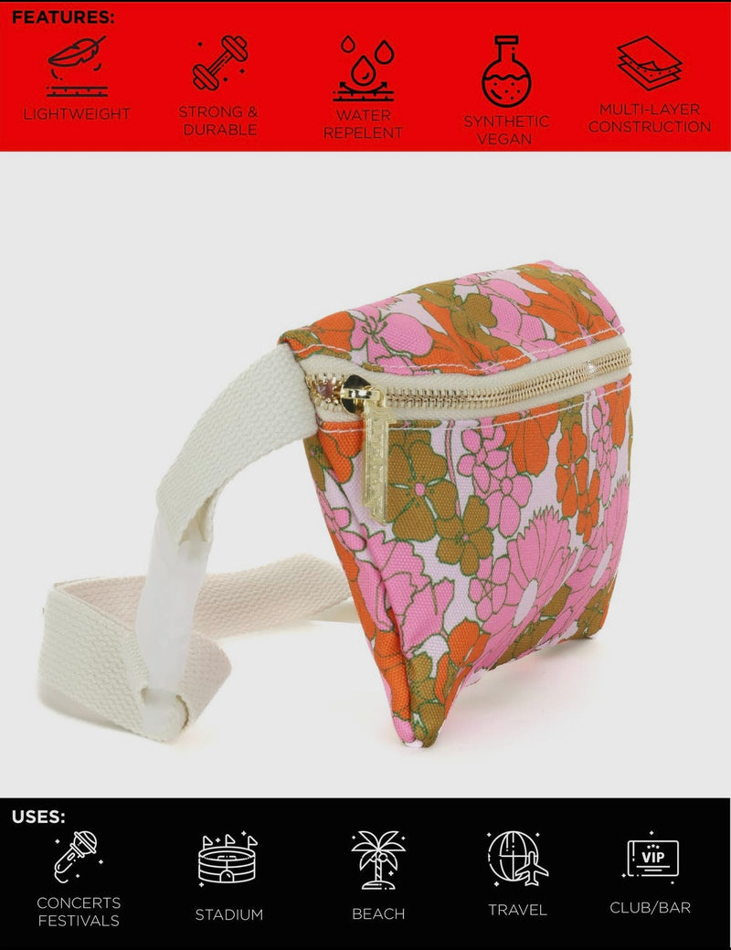 Fydelity Fanny Pack |Ultra-Slim| Recycled RPET | Floral Red Pink
