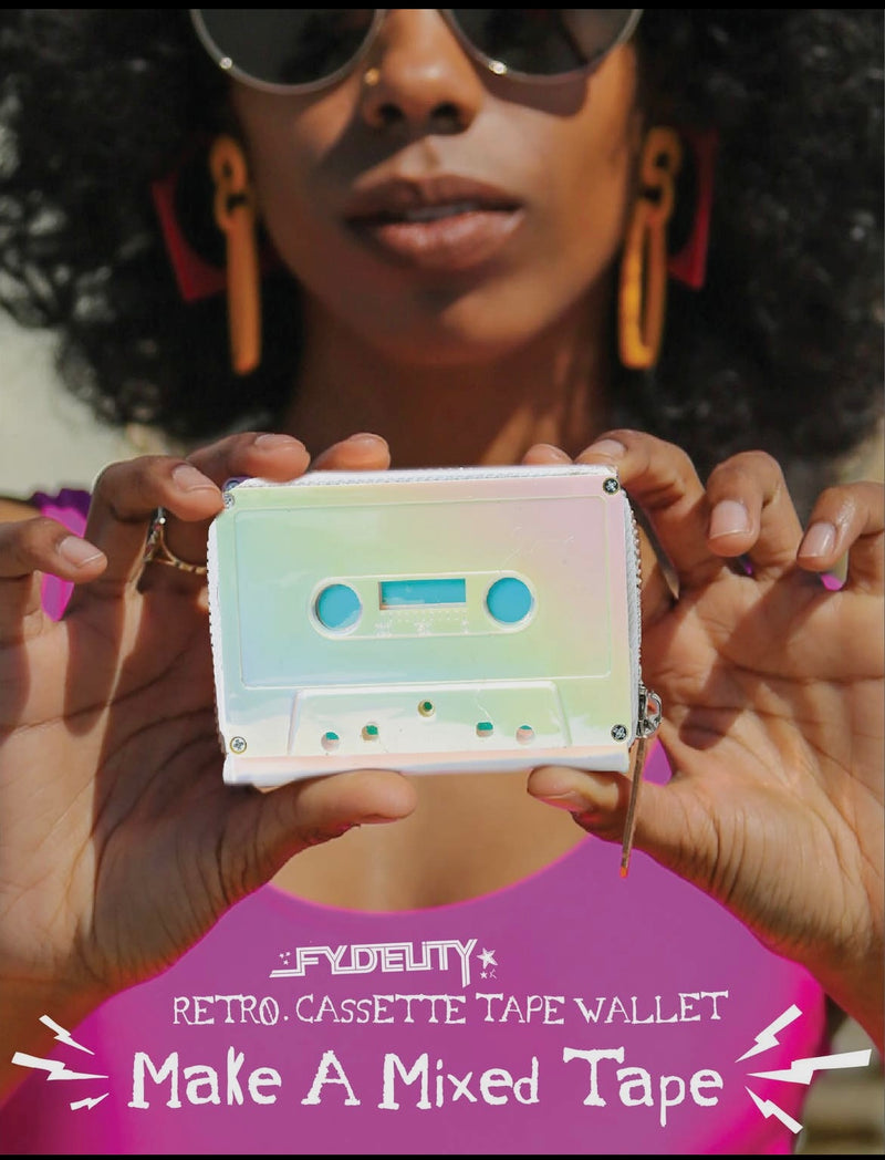 Fydelity Retro Cassette Tape Wallet-*BLANK Electro White