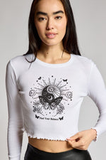 Organic Generation “Find Your Balance Butterfly Sun” Cropped Baby Tee