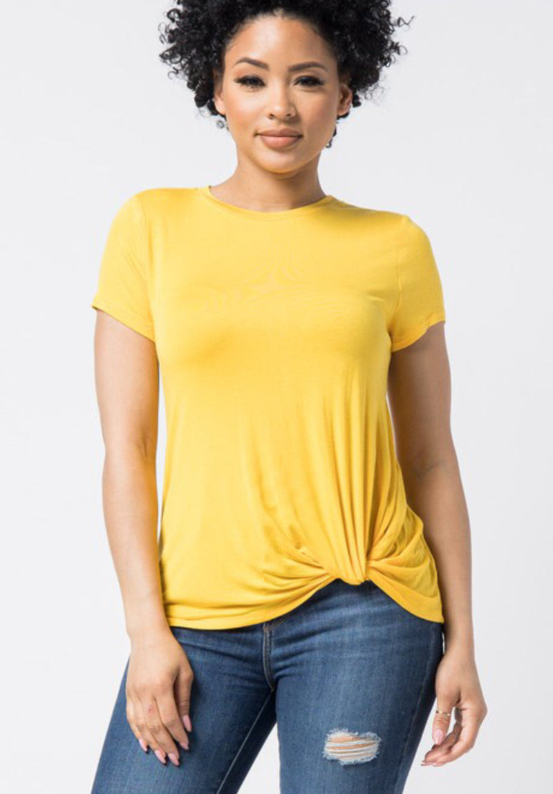 Love J Short Sleeve Top With Faux Knot Detail - WILD FLIER GIFTS AND APPAREL
