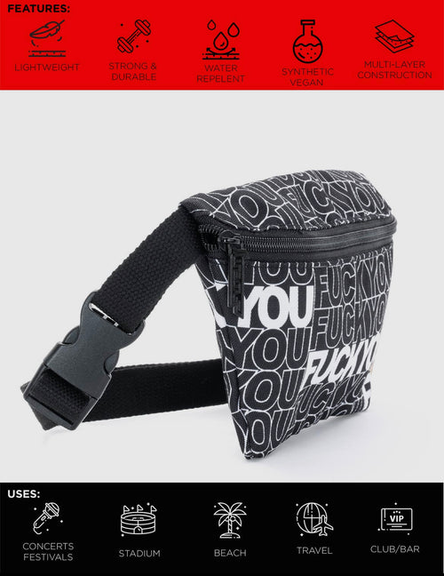 Fydelity Fanny Pack |Ultra-Slim| Recycled RPET | WERDS Fuck You - WILD FLIER GIFTS AND APPAREL