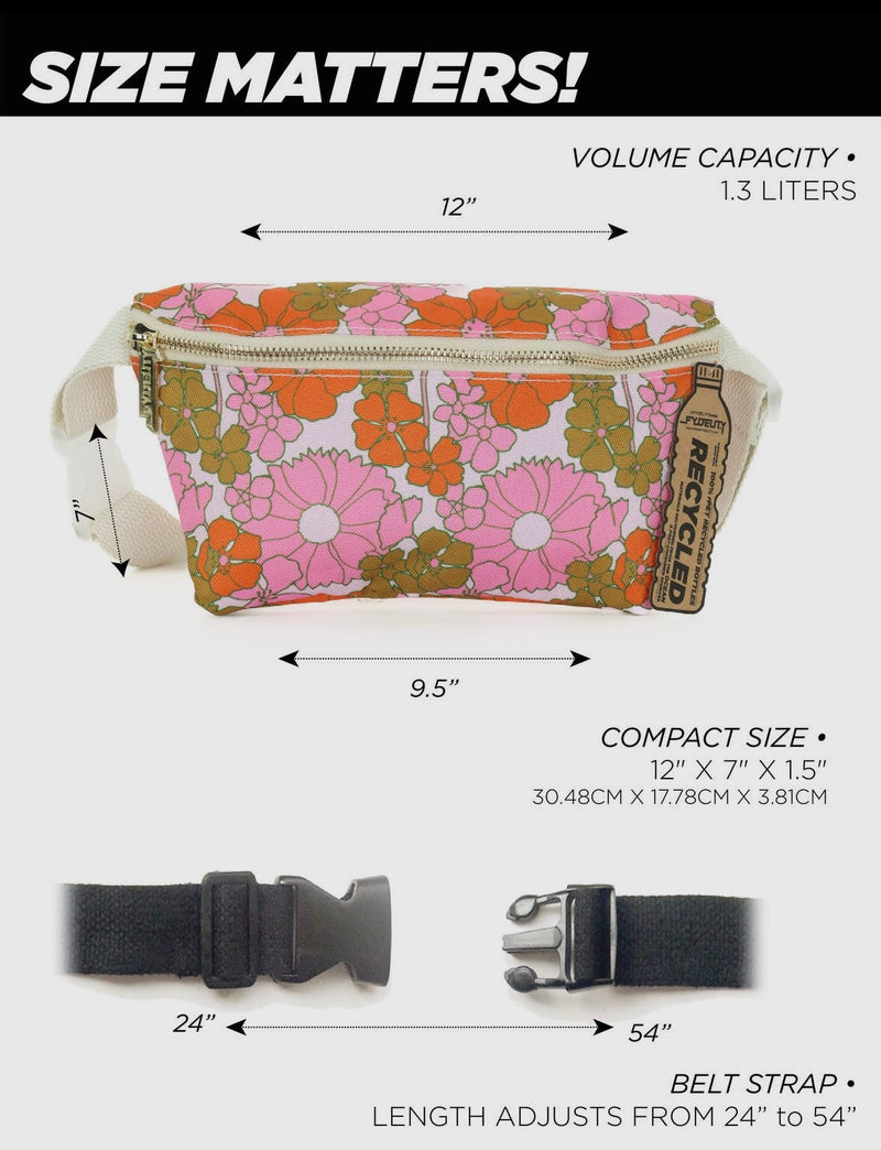 Fydelity Fanny Pack |Ultra-Slim| Recycled RPET | Floral Red Pink