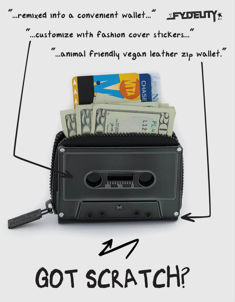 Fydelity Retro Cassette Tape Wallet-*BLANK Black Chrome