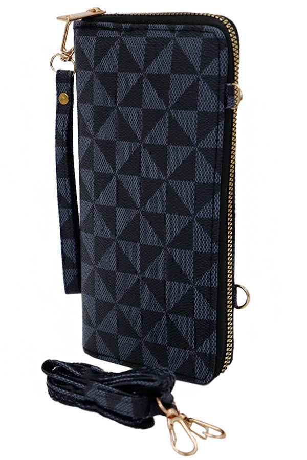 Triangle Check Single Zipper Crossbody Wallet - WILD FLIER GIFTS AND APPAREL