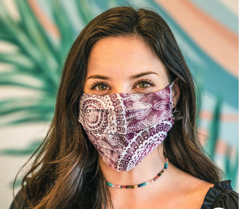 Lotus and Luna Nose Wire Pleated Print Face Mask - WILD FLIER GIFTS AND APPAREL