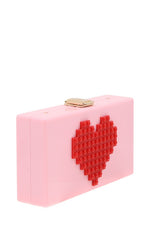 Pixelated Heart Shape Clutch Evening Bag - WILD FLIER GIFTS AND APPAREL